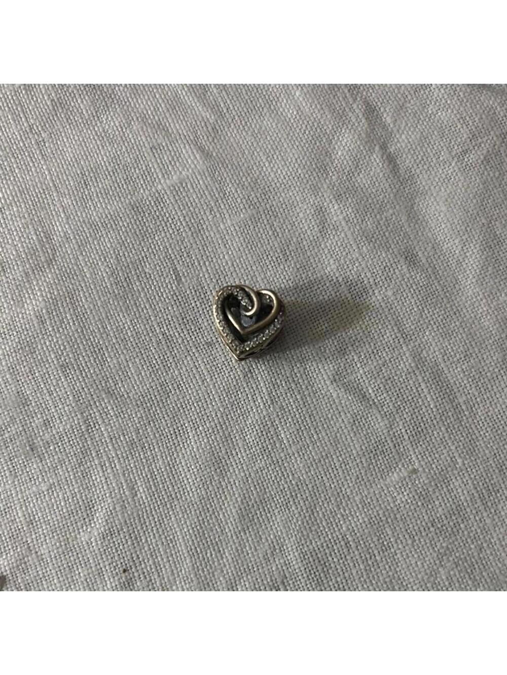 Pandora Silver Spiral Charm with Antique Finish cubic zirconia